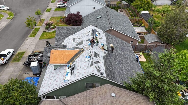 Picture of Professional Roofer installing a new roof in Lacey