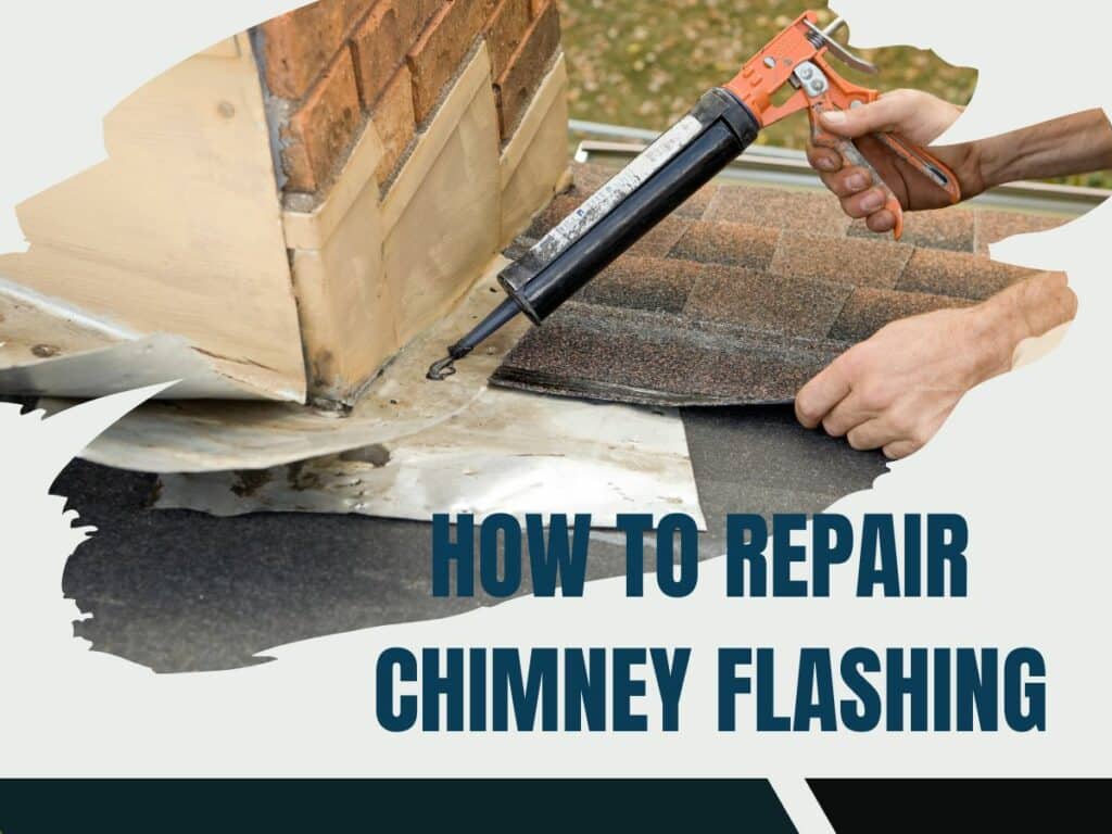 Professional repairing chimney flashing on a rooftop.